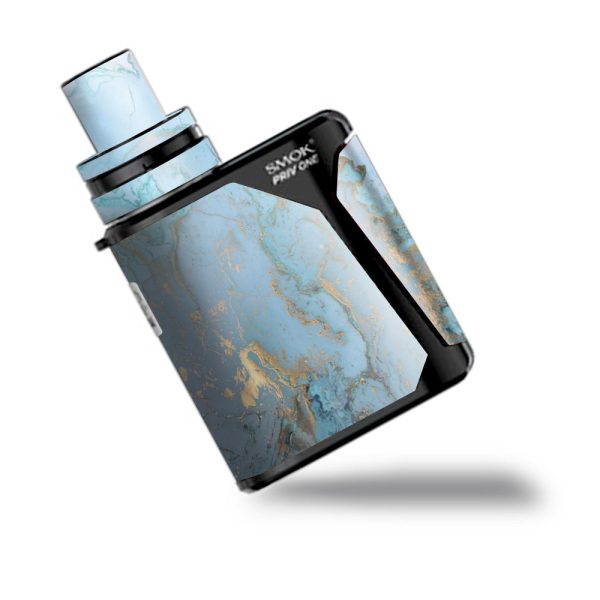 Teal Blue Gold White Marble Granite Smok Priv One Skin Online