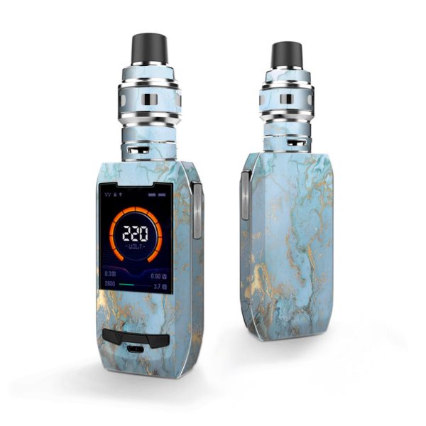 Teal Blue Gold White Marble Granite Vaporesso Polar 220w Skin Online Sale
