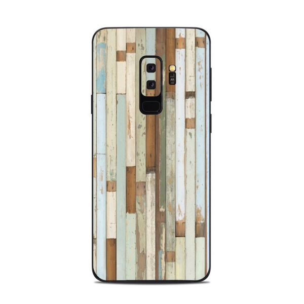 Beach Wood Panels Teal White Wash Samsung Galaxy S9 Plus Skin For Discount
