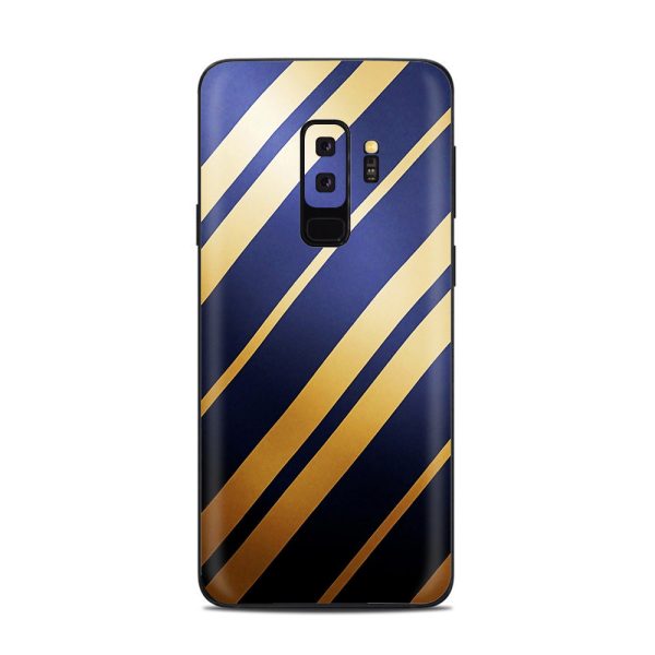 Blue Gold Stripes Samsung Galaxy S9 Plus Skin For Discount