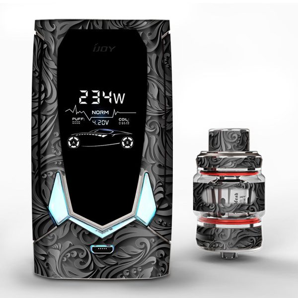 Black Flowers Floral Pattern iJoy Avenger 270 Skin on Sale