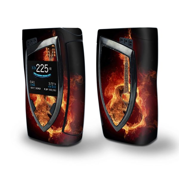 Skin Decal Vinyl Wrap for Smok Devilkin Kit 225w Vape (includes TFV12 Prince Tank Skins) skins cover  Guitar in Flames Fashion