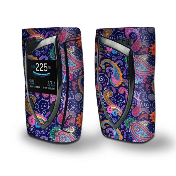 Skin Decal Vinyl Wrap for Smok Devilkin Kit 225w Vape (includes TFV12 Prince Tank Skins) skins cover  Purple Paisley For Sale