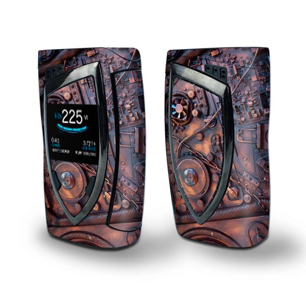 Skin Decal Vinyl Wrap for Smok Devilkin Kit 225w Vape (includes TFV12 Prince Tank Skins) skins cover   Steampunk Metal Panel Vault Fan Gear Supply