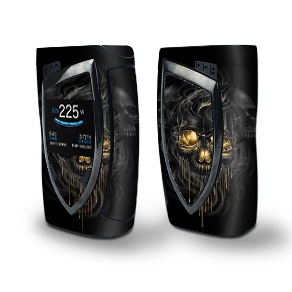 Skin Decal Vinyl Wrap for Smok Devilkin Kit 225w Vape (includes TFV12 Prince Tank Skins) skins cover  golden Skull, glowing skeleton Online Sale