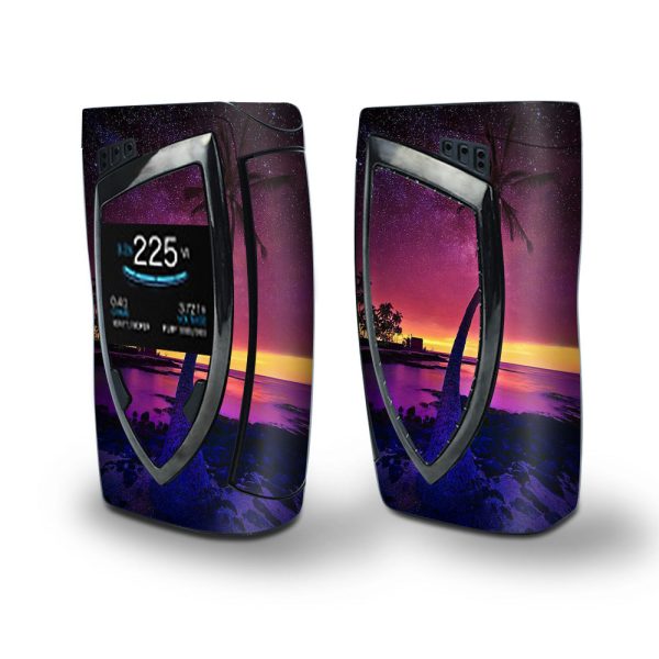 Skin Decal Vinyl Wrap for Smok Devilkin Kit 225w Vape (includes TFV12 Prince Tank Skins) skins cover  Palm Tree Stars and Sunset Purple For Sale