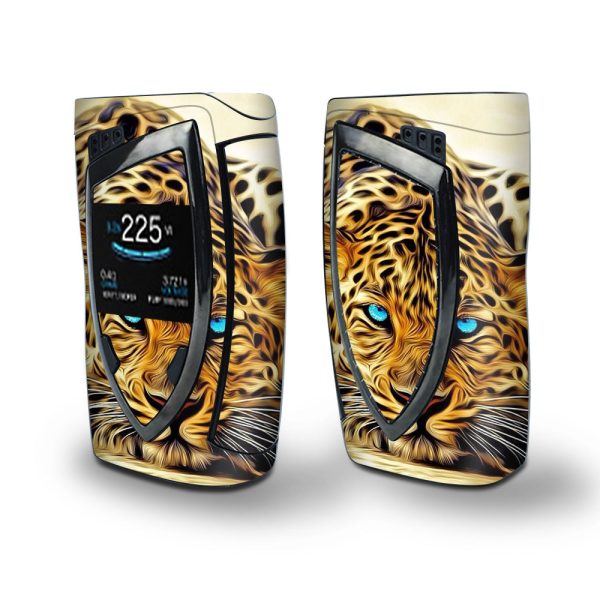 Skin Decal Vinyl Wrap for Smok Devilkin Kit 225w Vape (includes TFV12 Prince Tank Skins) skins cover  Leopard with Blue Eyes Cheap