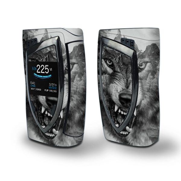 Skin Decal Vinyl Wrap for Smok Devilkin Kit 225w Vape (includes TFV12 Prince Tank Skins) skins cover  Angry Wolf Growling Mountains Online Hot Sale