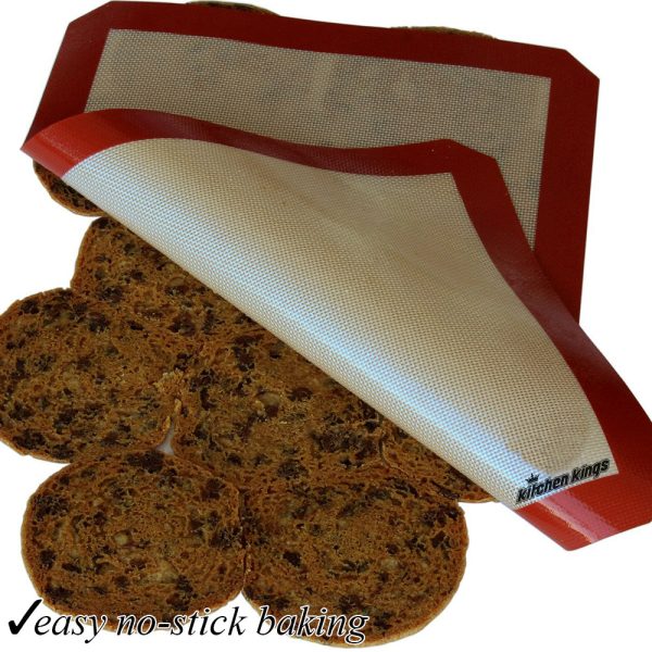 Silicone Baking Mat - Set of 2 Thick perfect size half sheet 11.2 x16.5  - Non Stick Silicone liner for baking pans and rolling. Cookies, Pastry, Macaroon, bread, fish, chicken pretzel Online now - Image 5