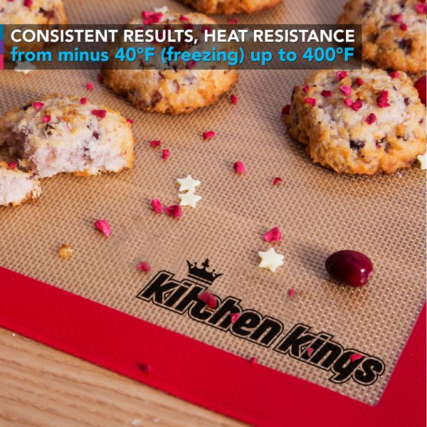 Silicone Baking Mat - Set of 2 Thick perfect size half sheet 11.2 x16.5  - Non Stick Silicone liner for baking pans and rolling. Cookies, Pastry, Macaroon, bread, fish, chicken pretzel Online now - Image 2