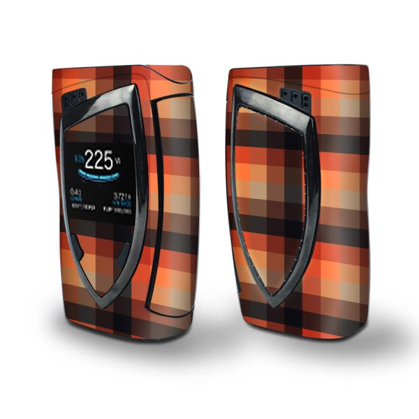 Skin Decal Vinyl Wrap for Smok Devilkin Kit 225w Vape (includes TFV12 Prince Tank Skins) skins cover  orange brown plaid Supply
