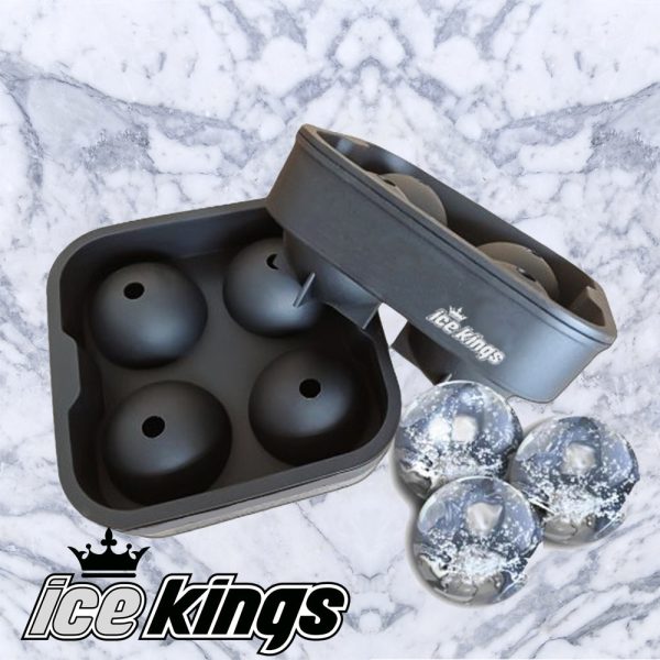 Ice Kings Bourbon Ice Cube Trays Giant Ice Ball Sphere Whiskey Molds 4 cubes per tray - Round King Size, Reusable BPA Free Cocktails Old Fashion Summer Drinks on Sale - Image 3