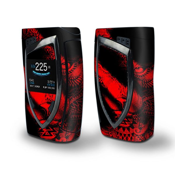Skin Decal Vinyl Wrap for Smok Devilkin Kit 225w Vape (includes TFV12 Prince Tank Skins) skins cover  Aztec Lion Red Fashion