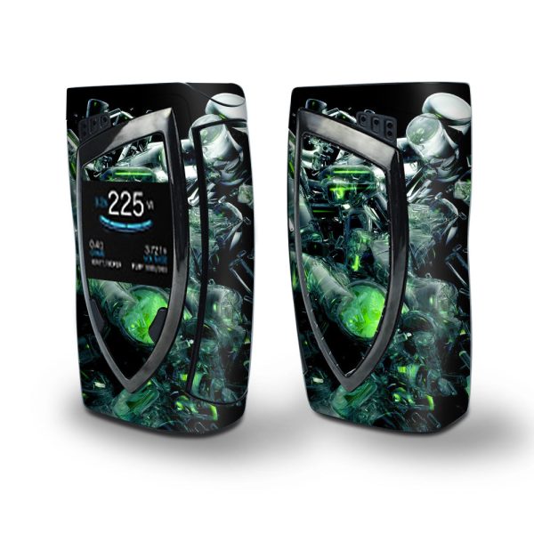 Skin Decal Vinyl Wrap for Smok Devilkin Kit 225w Vape (includes TFV12 Prince Tank Skins) skins cover  trippy glass 3d green Cheap