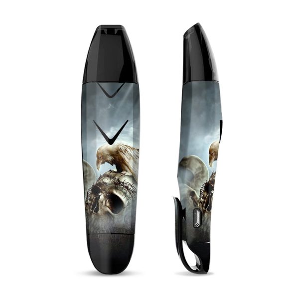 Skin Decal Vinyl Wrap for Suorin Vagon  Vape   Skull Barbed Wire White Ravens Supply