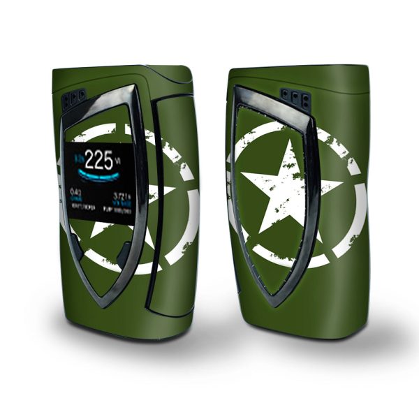 Skin Decal Vinyl Wrap for Smok Devilkin Kit 225w Vape (includes TFV12 Prince Tank Skins) skins cover   Green Army Star Military on Sale