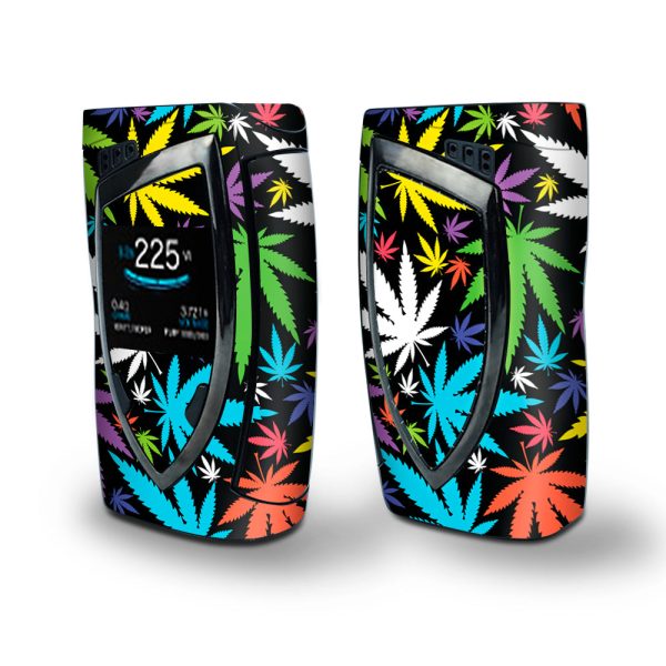Skin Decal Vinyl Wrap for Smok Devilkin Kit 225w Vape (includes TFV12 Prince Tank Skins) skins cover   Colorful Weed Leaves Leaf Discount