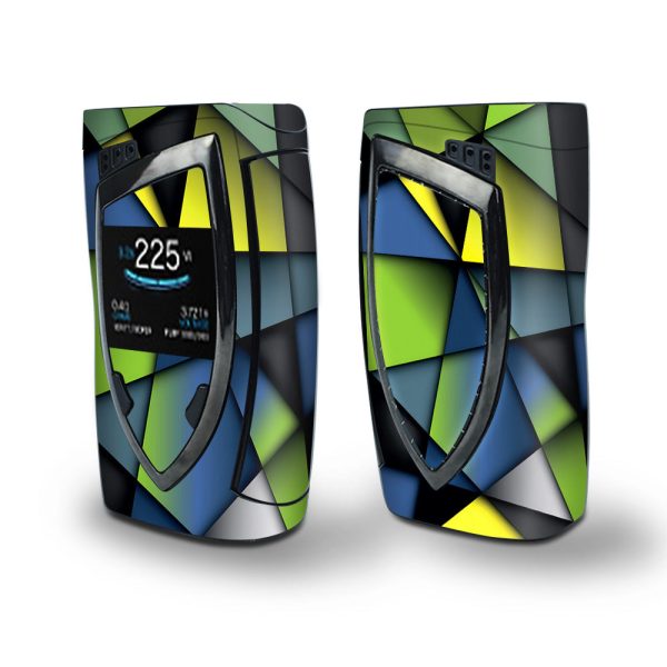Skin Decal Vinyl Wrap for Smok Devilkin Kit 225w Vape (includes TFV12 Prince Tank Skins) skins cover  Green Blue Geometry Shapes For Sale