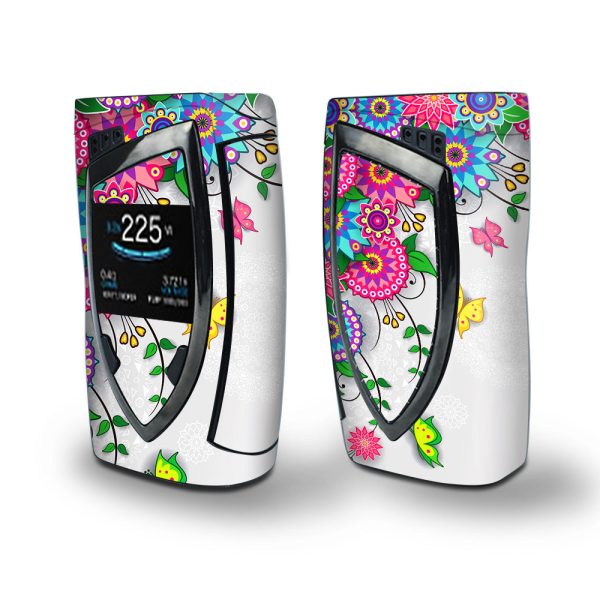 Skin Decal Vinyl Wrap for Smok Devilkin Kit 225w Vape (includes TFV12 Prince Tank Skins) skins cover  Flowers Colorful Design on Sale