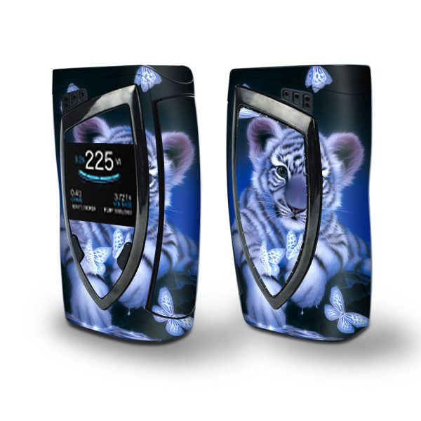 Skin Decal Vinyl Wrap for Smok Devilkin Kit 225w (includes TFV12 Prince Tank Skins) Vape Skins Stickers Cover   Cute White Tiger Cub Butterflies Fashion