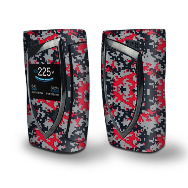 Skin Decal Vinyl Wrap for Smok Devilkin Kit 225w Vape (includes TFV12 Prince Tank Skins) skins cover   Digi Camo Sports Teams Colors digital camouflage Red Grey Black Online