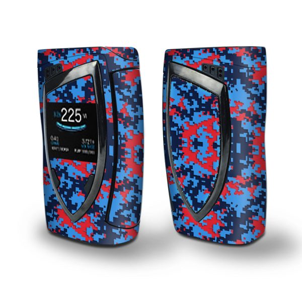 Skin Decal Vinyl Wrap for Smok Devilkin Kit 225w Vape (includes TFV12 Prince Tank Skins) skins cover   Digi Camo Sports Teams Colors digital camouflage Blue Red Fashion
