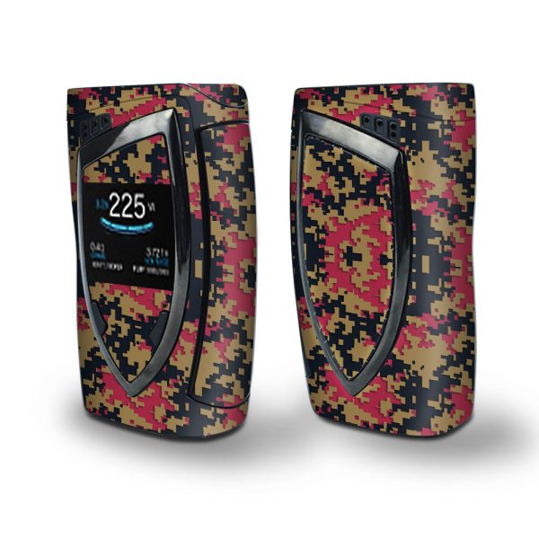 Skin Decal Vinyl Wrap for Smok Devilkin Kit 225w Vape (includes TFV12 Prince Tank Skins) skins cover   Digi Camo Sports Teams Colors digital camouflage gold red blue Fashion