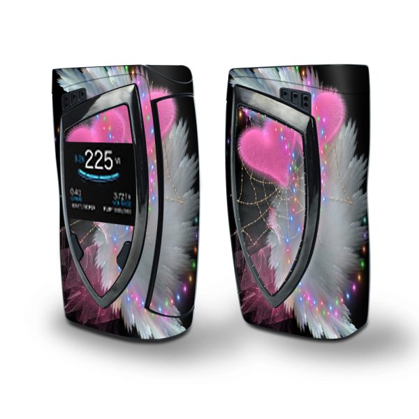 Skin Decal Vinyl Wrap for Smok Devilkin Kit 225w (includes TFV12 Prince Tank Skins) Vape Skins Stickers Cover   Mystic Pink Hearts Feathers For Discount