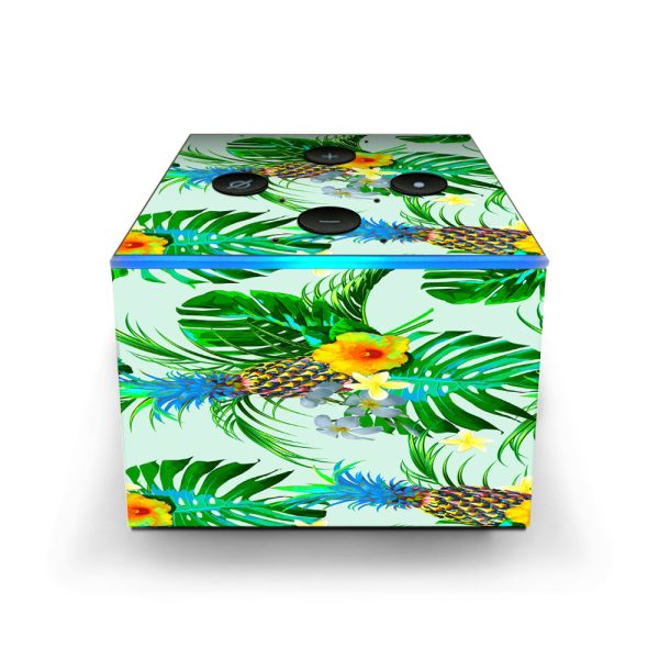Tropical Floral Pattern Pineapple Palm Trees Amazon Fire TV Cube Skin Cheap