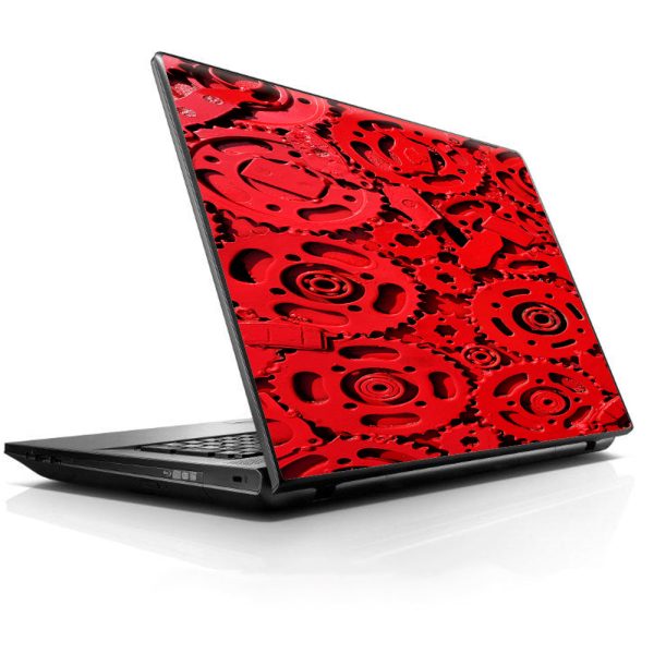 Red Gears Cog Cogs Steam Punk HP Dell Compaq Mac Asus Acer 13 to 16 inch Skin on Sale