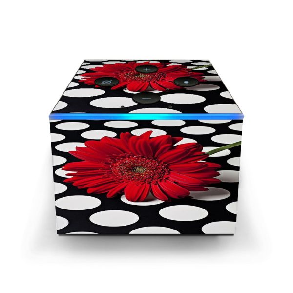 Red Flower On Polka Dots Amazon Fire TV Cube Skin Fashion