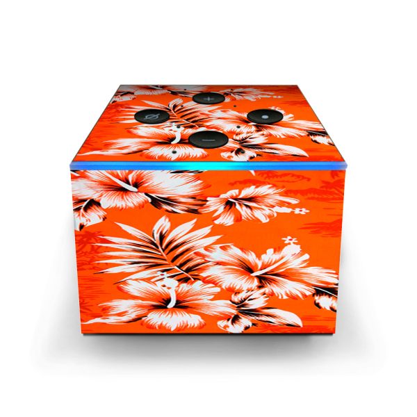 Orange Tropical Hibiscus Flowers Amazon Fire TV Cube Skin Sale