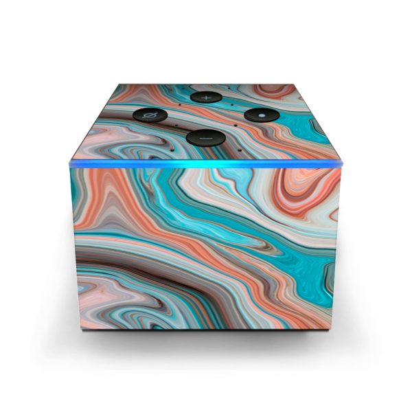 Teal Blue Brown Geode Stone Marble Amazon Fire TV Cube Skin Cheap