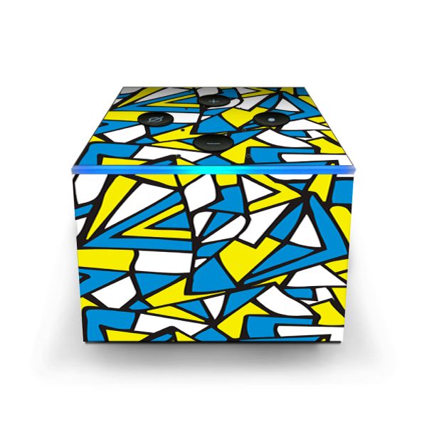 Stained Glass Abstract Blue Yellow Amazon Fire TV Cube Skin Online Sale