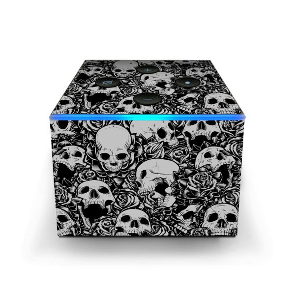 Skulls N Roses Black White Screaming Amazon Fire TV Cube Skin For Cheap