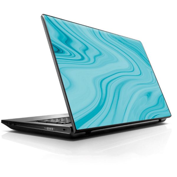 Teal Blue Ice Marble Swirl Glass HP Dell Compaq Mac Asus Acer 13 to 16 inch Skin For Sale
