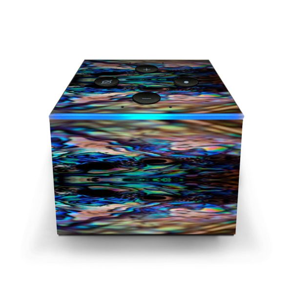 Abalone Blue Black Shell Design Amazon Fire TV Cube Skin For Discount