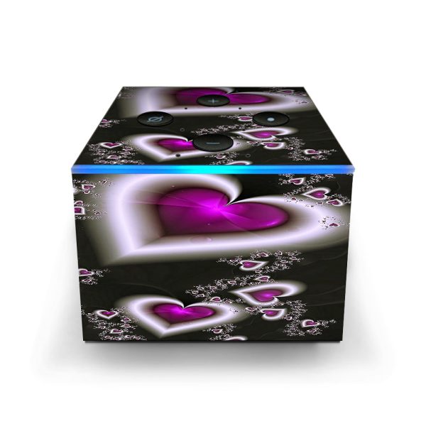 Glowing Hearts Pink White Amazon Fire TV Cube Skin For Sale