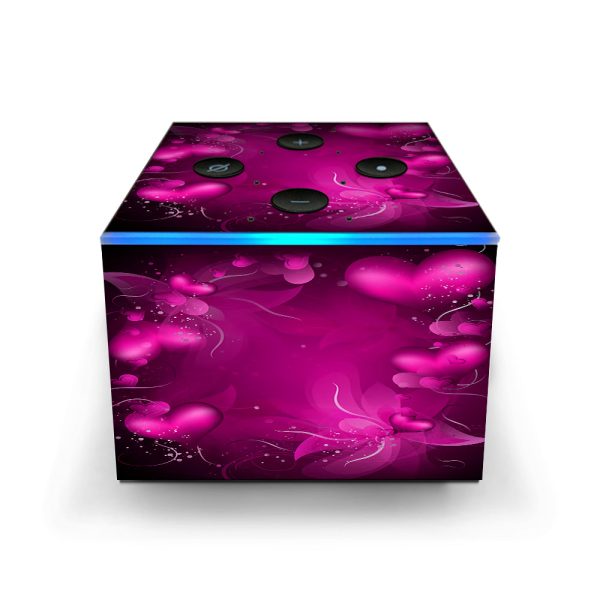 Pink Hearts Flowers Amazon Fire TV Cube Skin Online now