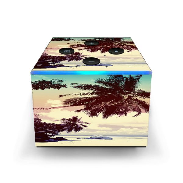 Faded Beach Palm Tree Tropical Amazon Fire TV Cube Skin Discount