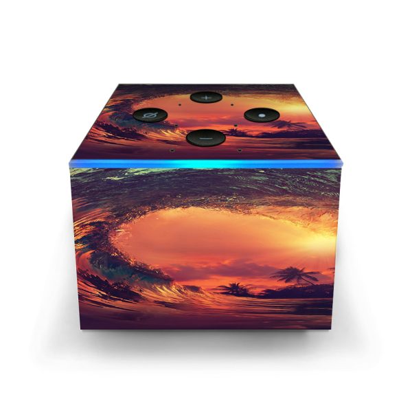 Sunset Through A Tube, Barrel Ride Amazon Fire TV Cube Skin on Sale