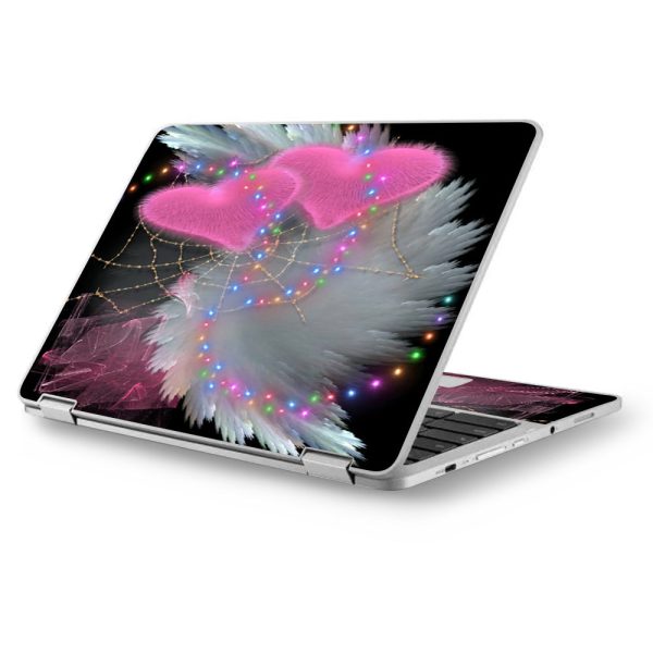 Mystic Pink Hearts Feathers Asus Chromebook Flip 12.5  Skin Online