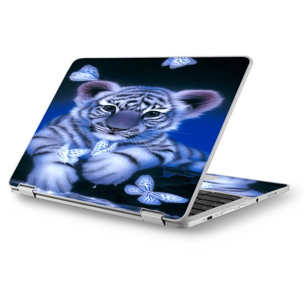 Cute White Tiger Cub Butterflies Asus Chromebook Flip 12.5  Skin Supply