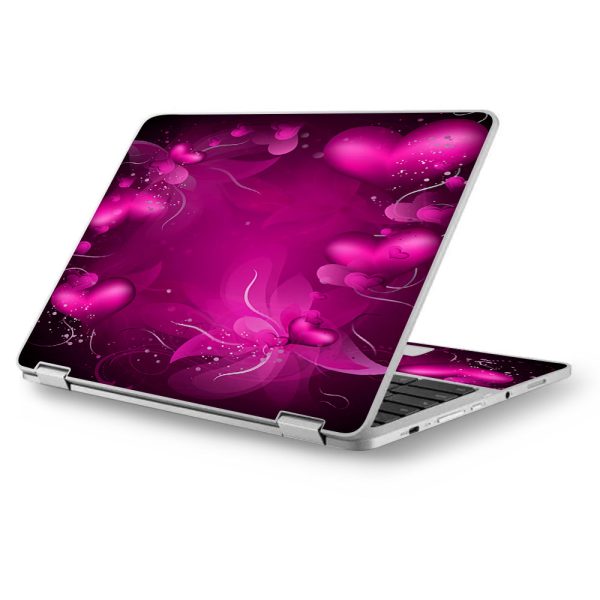 Pink Hearts Flowers Asus Chromebook Flip 12.5  Skin For Discount