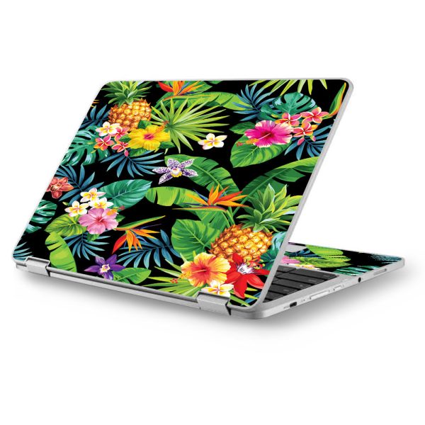 Tropical Flowers Pineapple Hibiscus Hawaii Asus Chromebook Flip 12.5  Skin Cheap