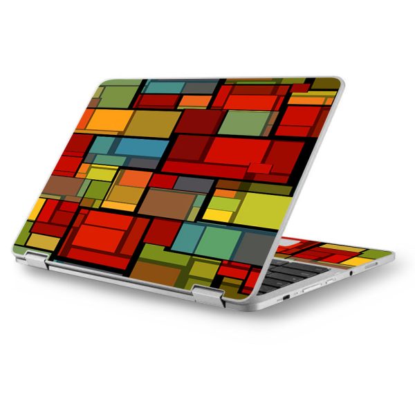 Abstract Colorful Square Pattern Asus Chromebook Flip 12.5  Skin For Cheap