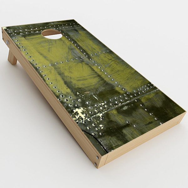 Green Rivets Metal Airplane Panel Ww2  Cornhole Game Board (2 pcs.) Skin Online Hot Sale