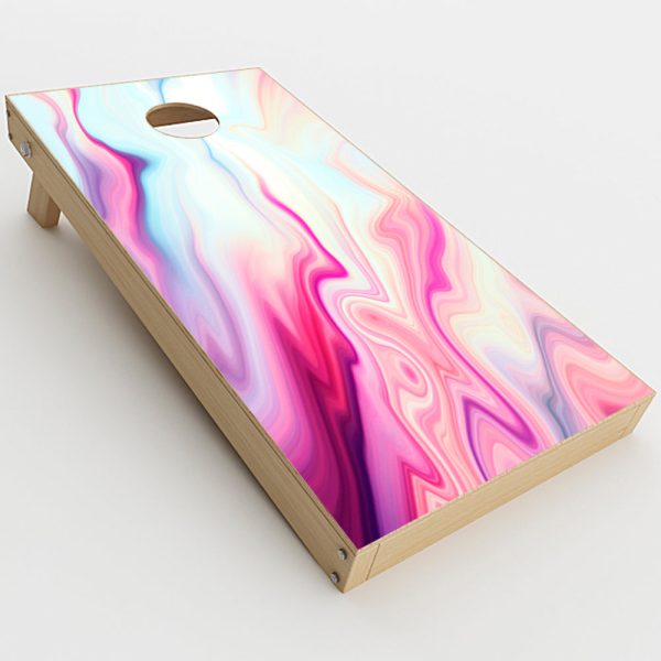 Pink Marble Glass Pastel  Cornhole Game Board (2 pcs.) Skin Discount