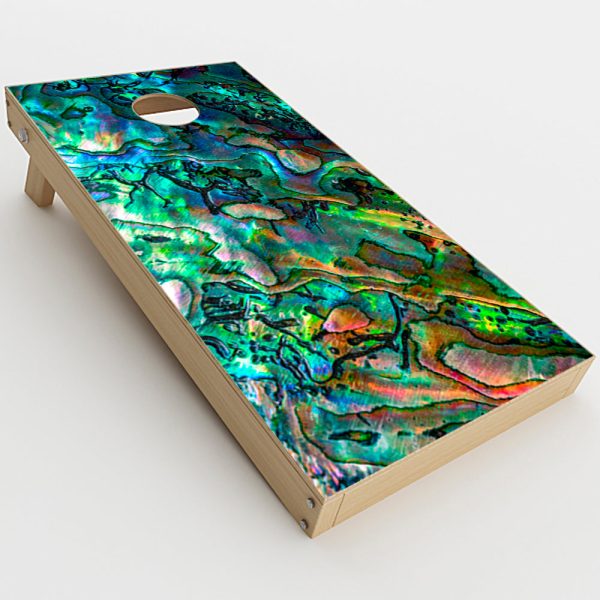 Abalone Shell Swirl Neon Green Opalescent  Cornhole Game Board (2 pcs.) Skin Online now