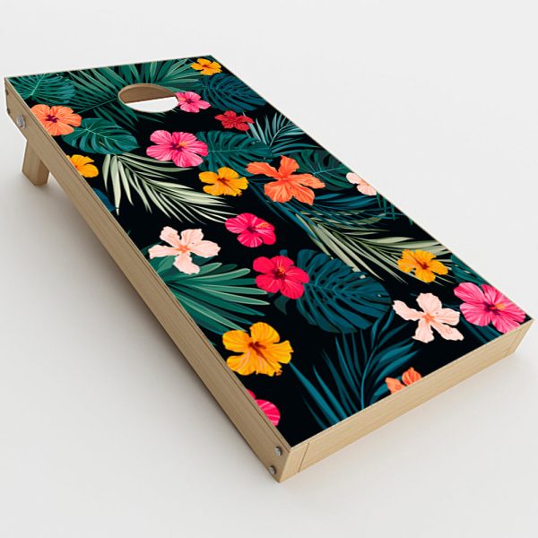 Hibiscus Flowers Tropical Hawaii  Cornhole Game Board (2 pcs.) Skin Cheap